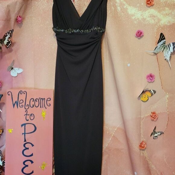 * DAVID MEISTER V NECK DESIGNER DARK BROWN DRESS - Picture 1 of 11